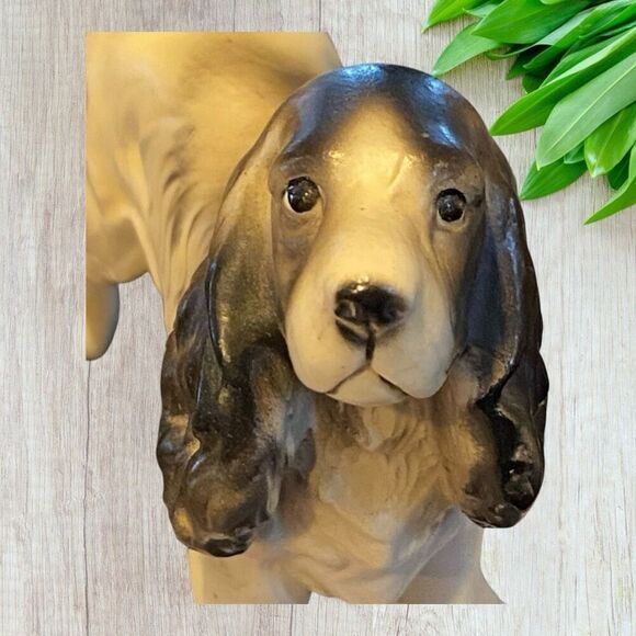 Vintage Cocker Spaniel Figurine Black & White Dog Made In Japan - Picture 2 of 9